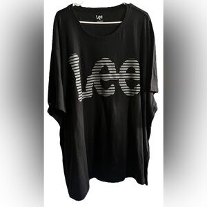 Lee Men Black Logo T Shirt 4XB Big Tall Striped Logo Crew Neck New